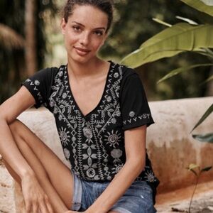 Johnny Was Makana Embroidered Tee